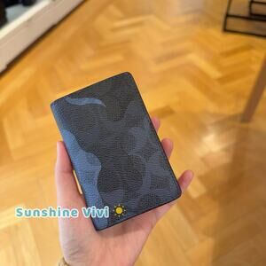 NWT Coach ID Wallet Slim Card Case CW216 Signature Canvas Camo Blue Multi